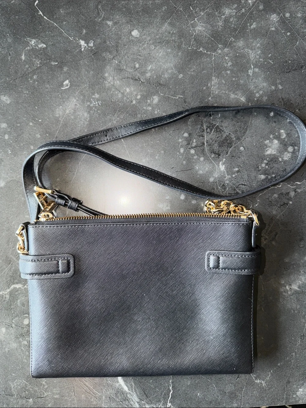Michael Kors Black Leather Crossbody with Gold Hardware